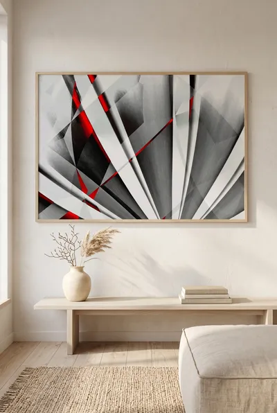 Interieurvoorbeeld: Abstractum in rood en grijs