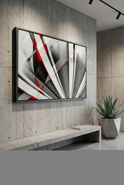 Interieurvoorbeeld: Abstractum in rood en grijs