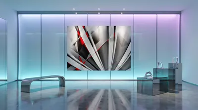 Interieurvoorbeeld: Abstractum in rood en grijs