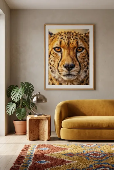 Interieurvoorbeeld: Amberblik: portret van een cheeta
