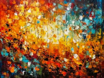 Wandkunst: Bladerdans in de herfstwind