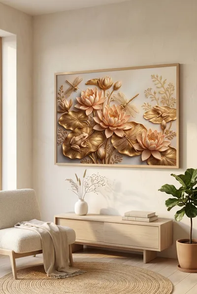 Interieurvoorbeeld: Elegante lotuscompositie in goud