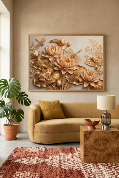 Interieurvoorbeeld: Elegante lotuscompositie in goud
