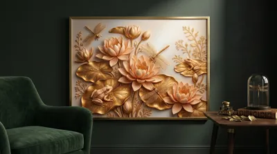 Interieurvoorbeeld: Elegante lotuscompositie in goud