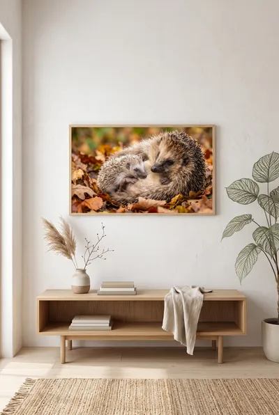 Interieurvoorbeeld: Egelfamilie in de herfst