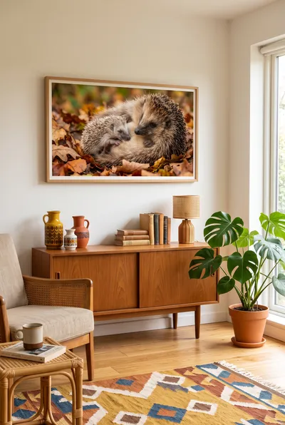 Interieurvoorbeeld: Egelfamilie in de herfst