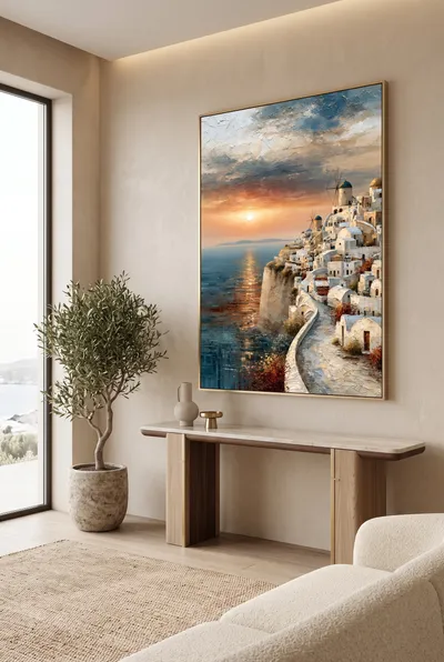Interieurvoorbeeld: Mediterraan klifdorp met windmolens