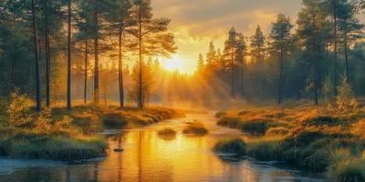 Wandkunst: Zonsopgang: het ontwaken van de natuur